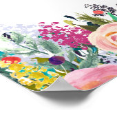 Muurprint geschilderd bloemmotief Salon Menuprijsl Poster (Hoek)