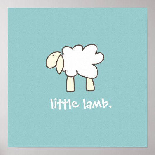 Muurprint Little Lamb (koelblauw) Poster (Voorkant)