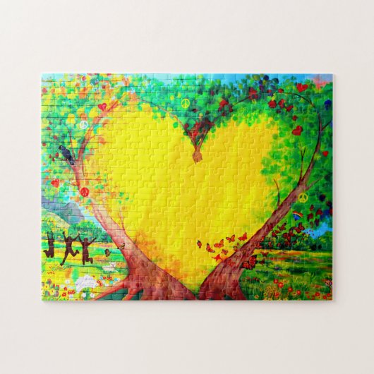 muurpuzzel met gouden hart legpuzzel (Horizontaal)