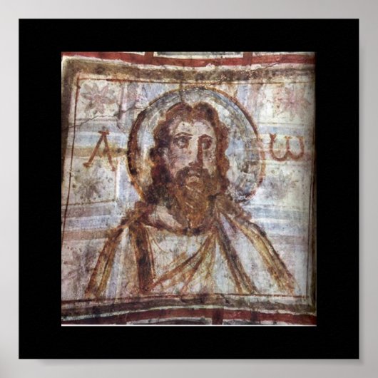 Muurschilderij van de catacomb Commodilla. Poster (Voorkant)