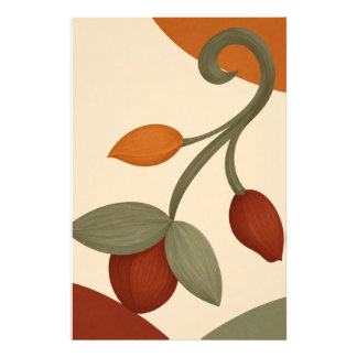 Muurschildering, botanische terracotta saliegroen foto afdruk