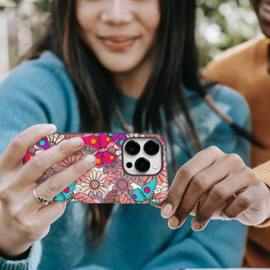 Muurschildering doodle art vlinders en bloemen kle Case-Mate iPhone case