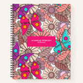 Muurschildering doodle art vlinders en bloemen kle notitieboek (Voorkant)