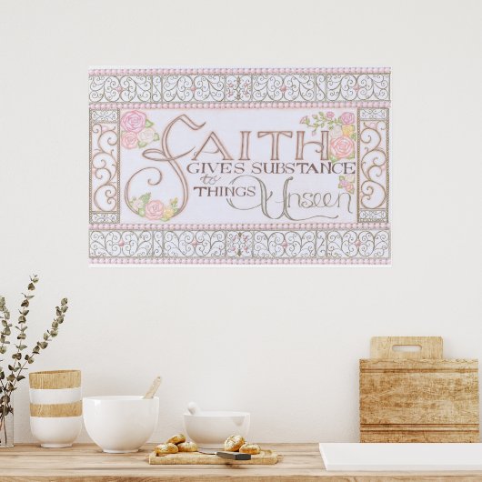 Muurschildering 'Geloof geeft substantie' Poster (Keuken)