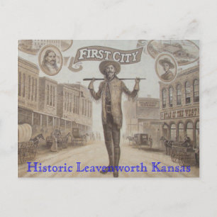 muurschildering, historische levenworth Kansas Briefkaart