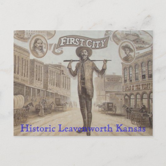 muurschildering, historische levenworth Kansas Briefkaart (Voorkant)