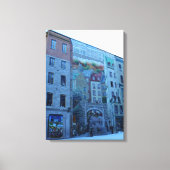 Muurschildering in Old Quebec City, Quebec, Canada Canvas Afdruk (Voorkant)