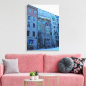 Muurschildering in Old Quebec City, Quebec, Canada Canvas Afdruk (Insitu (Woonkamer))