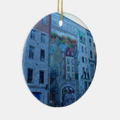 Muurschildering in Old Quebec City, Quebec, Canada Keramisch Ornament (Rechts)