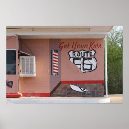 Muurschildering kapsalon aan Route 66, New Mexico Poster