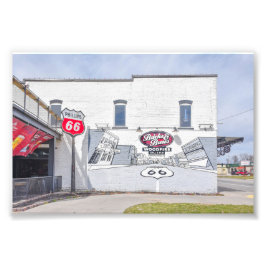 Muurschildering met Route 66-bord in Kansas Foto Afdruk