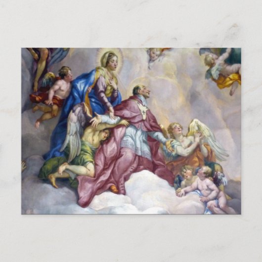 muurschildering priester briefkaart (Voorkant)