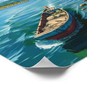 Muurschildering van een boot in het zee en een sch poster (Hoek)
