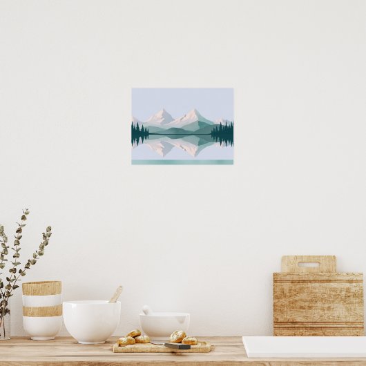 Muurschildering van een uitzicht van twee bergen i poster (Keuken)