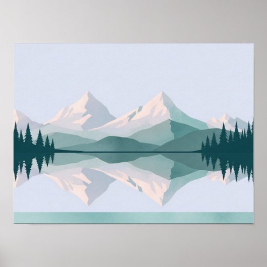 Muurschildering van een uitzicht van twee bergen i poster (Voorkant)