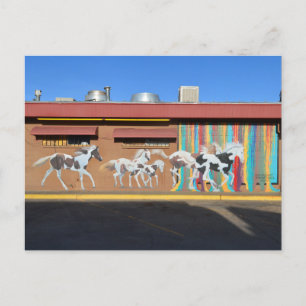 Muurschildering van hardlooppaarden, Tucumcari, Ne Briefkaart