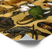 Muurschildering van Noah en Ark: dieren, regenboog Poster (Hoek)