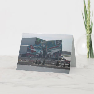 Muurschildering van Northwest Airlines op een serv Kaart