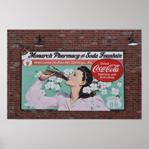 Muurschildering viert Route 66, Baxter Springs, Ka Poster