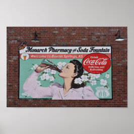 Muurschildering viert Route 66, Baxter Springs, Ka Poster