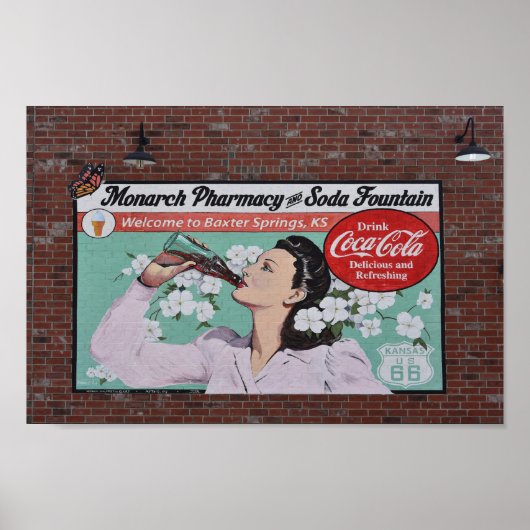 Muurschildering viert Route 66, Baxter Springs, Ka Poster (Voorkant)