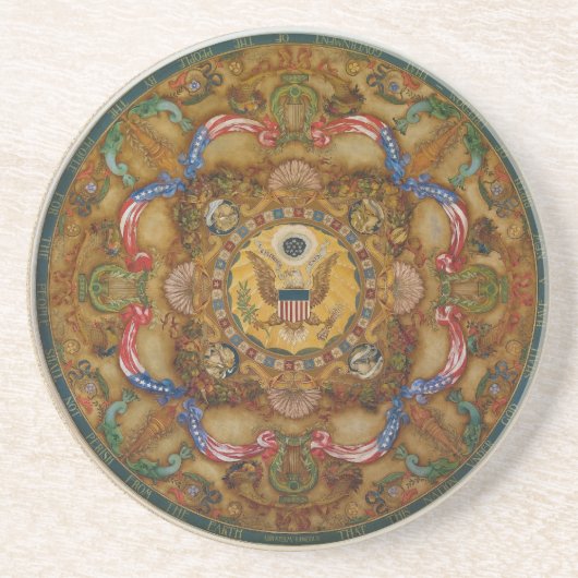 Muurschilderwerk en kisters zandsteen onderzetter (Voorkant)