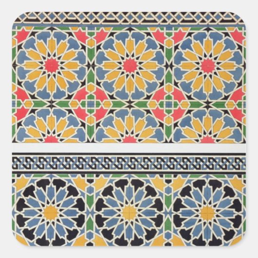 Muurtegels van de mihrab van de Cheykh-moskee Vierkante Sticker (Voorkant)