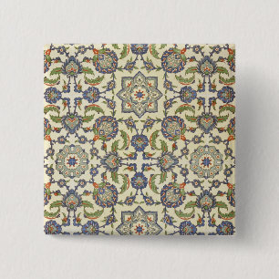 Muurtegels van Qasr Rodouan uit 'Arabische kunst z Vierkante Button 5,1 Cm