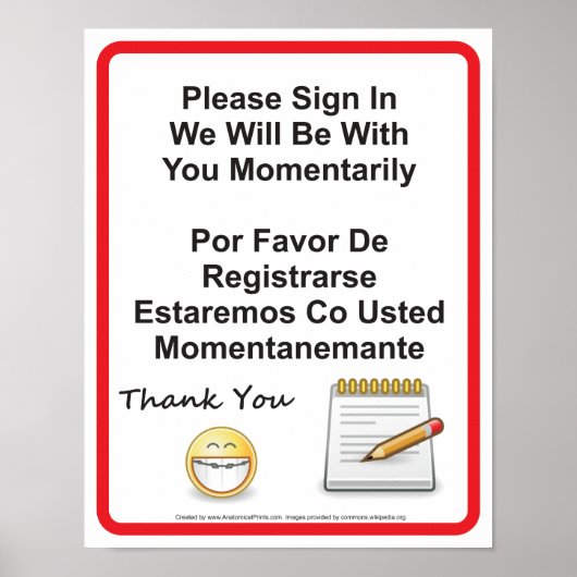 Muurteken voor patiënt in tandheelkundig kantoor poster (Voorkant)