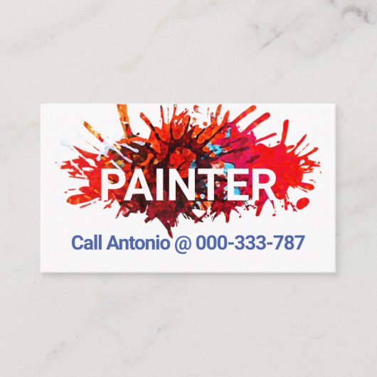 Muurverf Splatter Painting Service Visitekaartje (Voorkant)