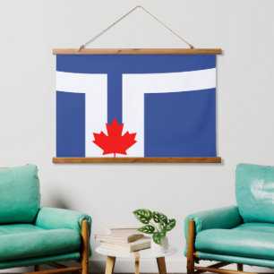 Muurwandtapijt met vlag van Toronto, Canada Hangend Wandkleed