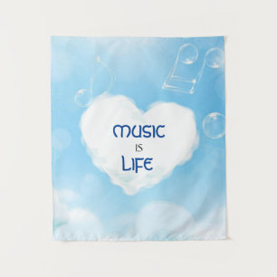 MUZIC IS LIFE WALL TAPESTRY Medium (50 x 60 inch) Wandkleed