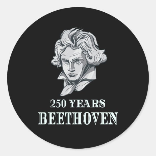 Muziek - 250 jaar Ludwig van Beethoven Ronde Sticker (Voorkant)
