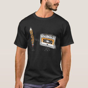 muziek 80s 90s met potlood en een cassette T T-shirt