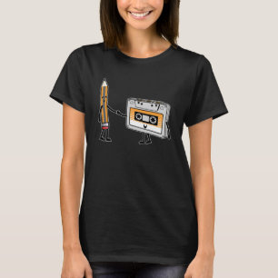  muziek 80s 90s met potlood en een cassette T T-shirt
