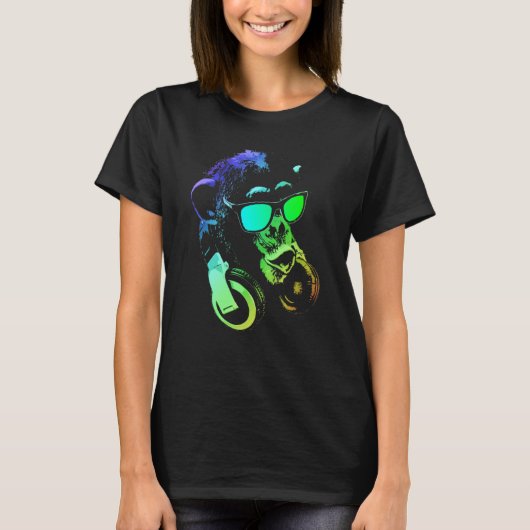Muziek Aap en Cool Dier Dj T-shirt (Voorkant)