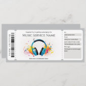 Muziek Abonnement Cadeaubon Certificaat Sjabloon Kaart (Voorkant / Achterkant)