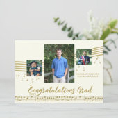 Muziek Afstuderen Foto Ivoor en Goud Kaart (Staand voorkant)