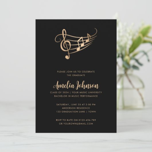 Muziek Afstuderen Treble Clef Elegant Kaart (Staand voorkant)