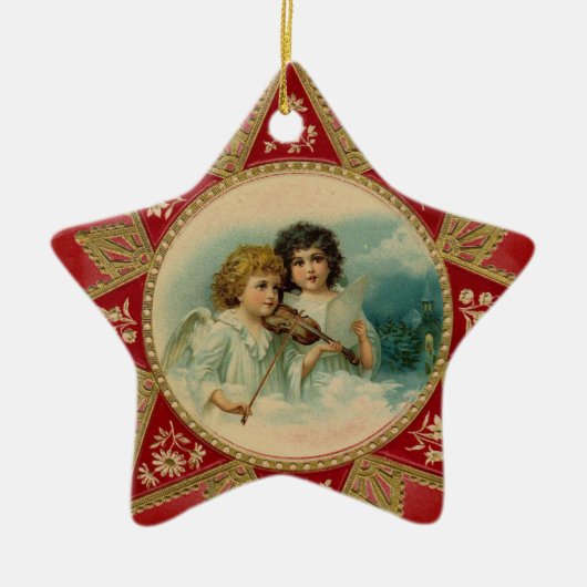 MUZIEK ANGELS STAR KERAMISCH ORNAMENT (Voorkant)