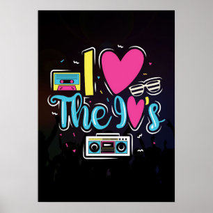 Muziek Art 90s Retro Cassette Party Poster
