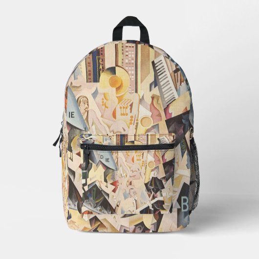  muziek, Art Deco Jazz, Rhapsody in Blue Bedrukte Rugzak (Voorkant)