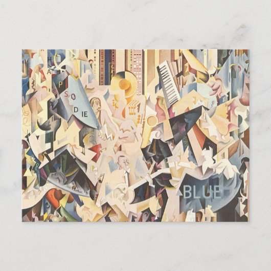  muziek, Art Deco Jazz, Rhapsody in Blue Briefkaart (Voorkant)