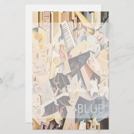 muziek, Art Deco Jazz, Rhapsody in Blue Briefpapier (Voorkant / Achterkant)