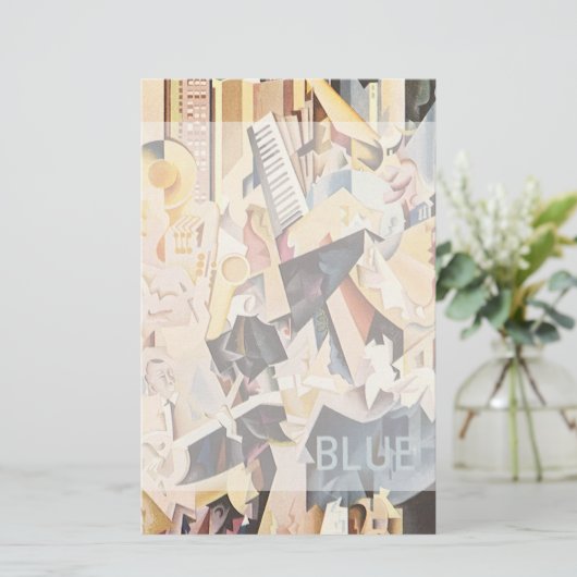 muziek, Art Deco Jazz, Rhapsody in Blue Briefpapier (Staand voorkant)