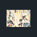 muziek, Art Deco Jazz, Rhapsody in Blue Canvas Afdruk<br><div class="desc">ontwerp voor illustratiekunst deco-muziek met Rhapsody in Blue. Jazz en klassieke muzikanten met toetsenborden en andere muziekinstrumenten.</div>