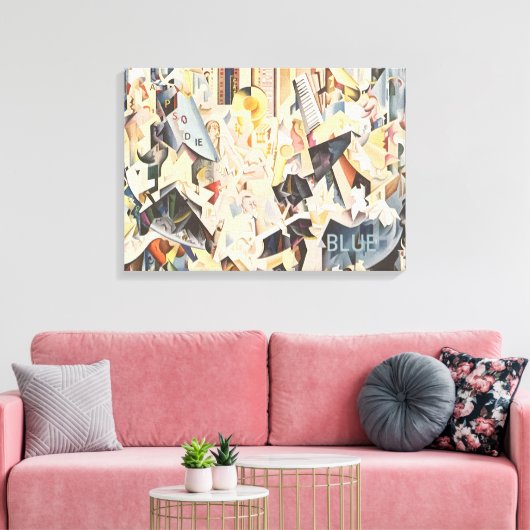 muziek, Art Deco Jazz, Rhapsody in Blue Canvas Afdruk (Insitu (Woonkamer))