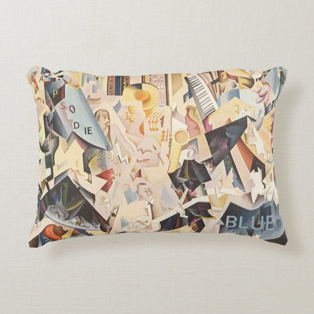  muziek, Art Deco Jazz, Rhapsody in Blue Decoratief Kussen (Voorkant)
