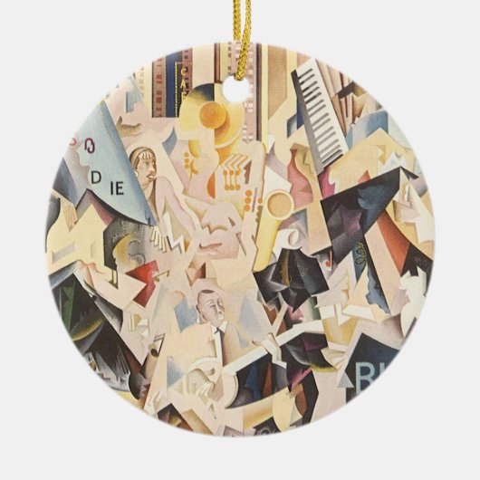  muziek, Art Deco Jazz, Rhapsody in Blue Keramisch Ornament (Voorkant)