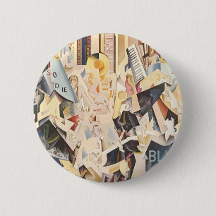 muziek, Art Deco Jazz, Rhapsody in Blue Ronde Button 5,7 Cm